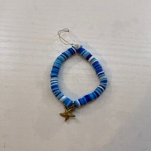 Blue and white Starfish clay bead bracelet